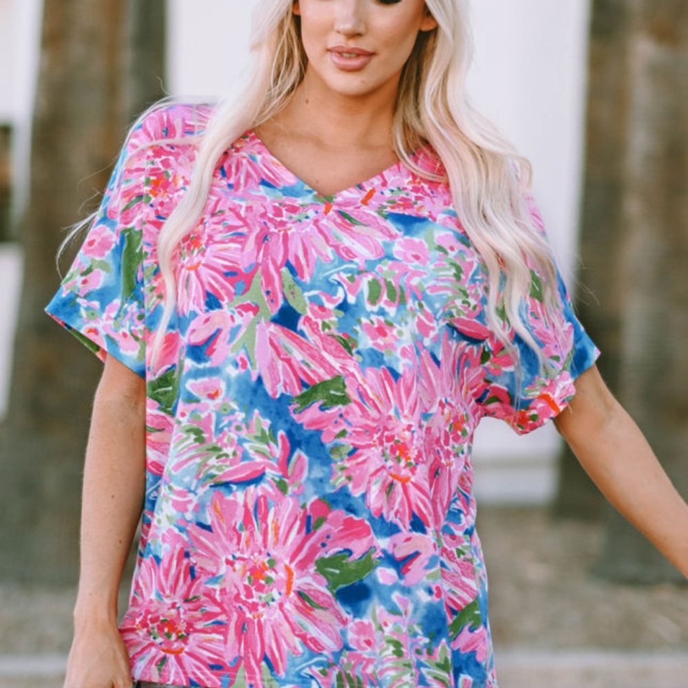 Vibrant Floral V-Neck Top